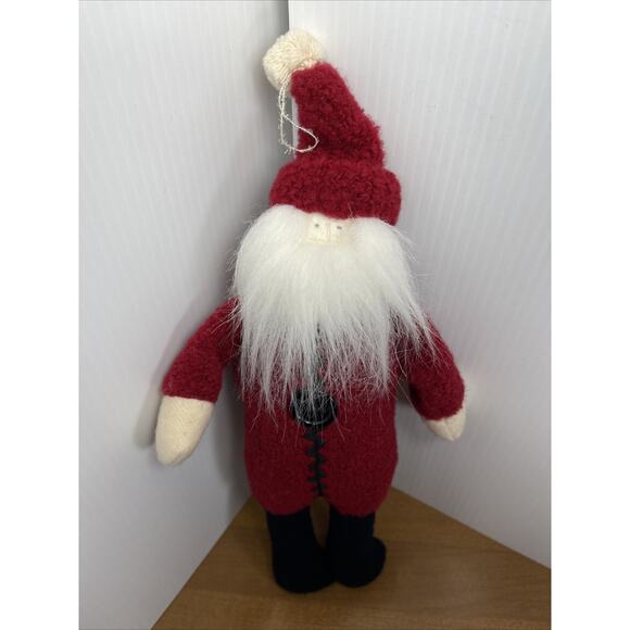 Woof And Poof Santa Plush Vintage Ornament Shelf Sitter 2000 Button Folk Art - Picture 2 of 6